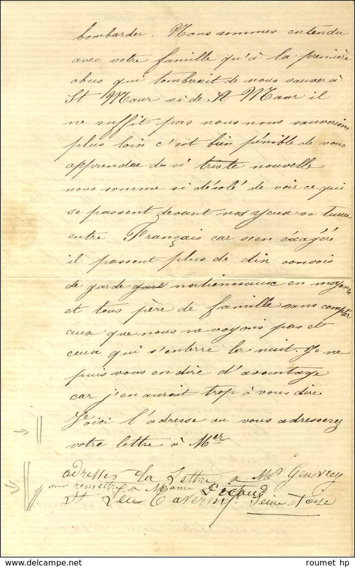 GC 2607 / N° 28 (2) Càd NAPOLEON-ST LEU-TAVERNY (72) 29 AVRIL 71 Sur Lettre Avec Texte Daté De Paris Acheminée Par Passe - Guerra Del 1870