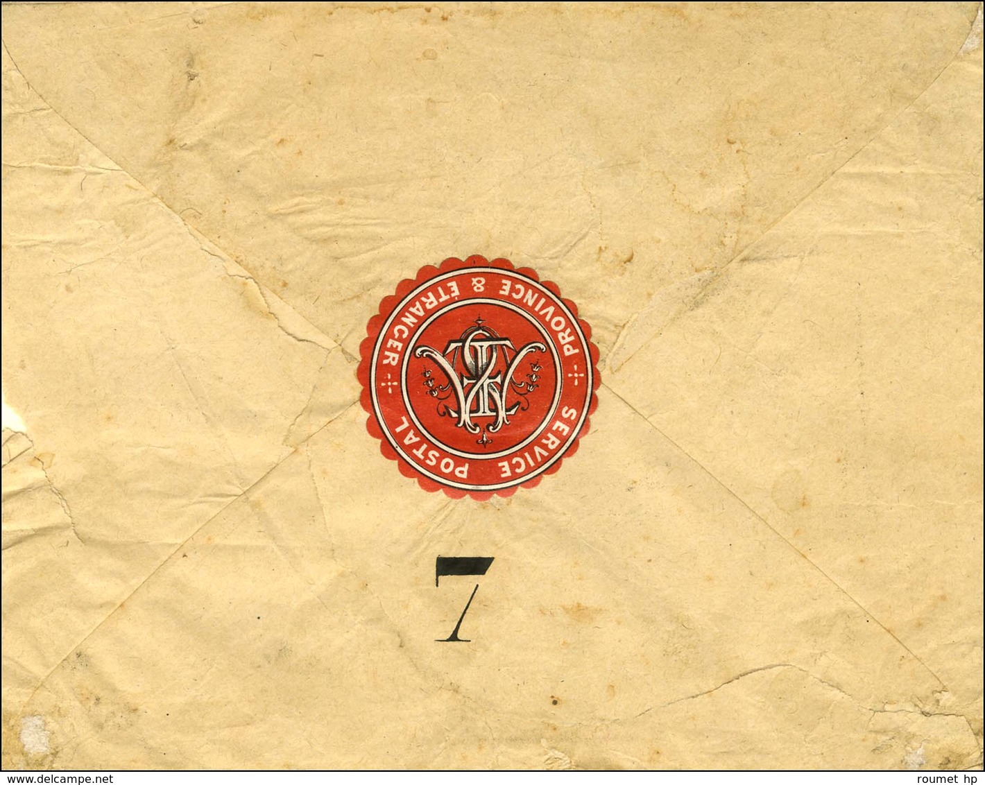 Enveloppe Imprimée De L'Agence Moreau Avec Au Verso L'étiquette Rouge à La Fermeture SERVICE POSTAL / PROVINCE & ETRANGE - Guerra Del 1870