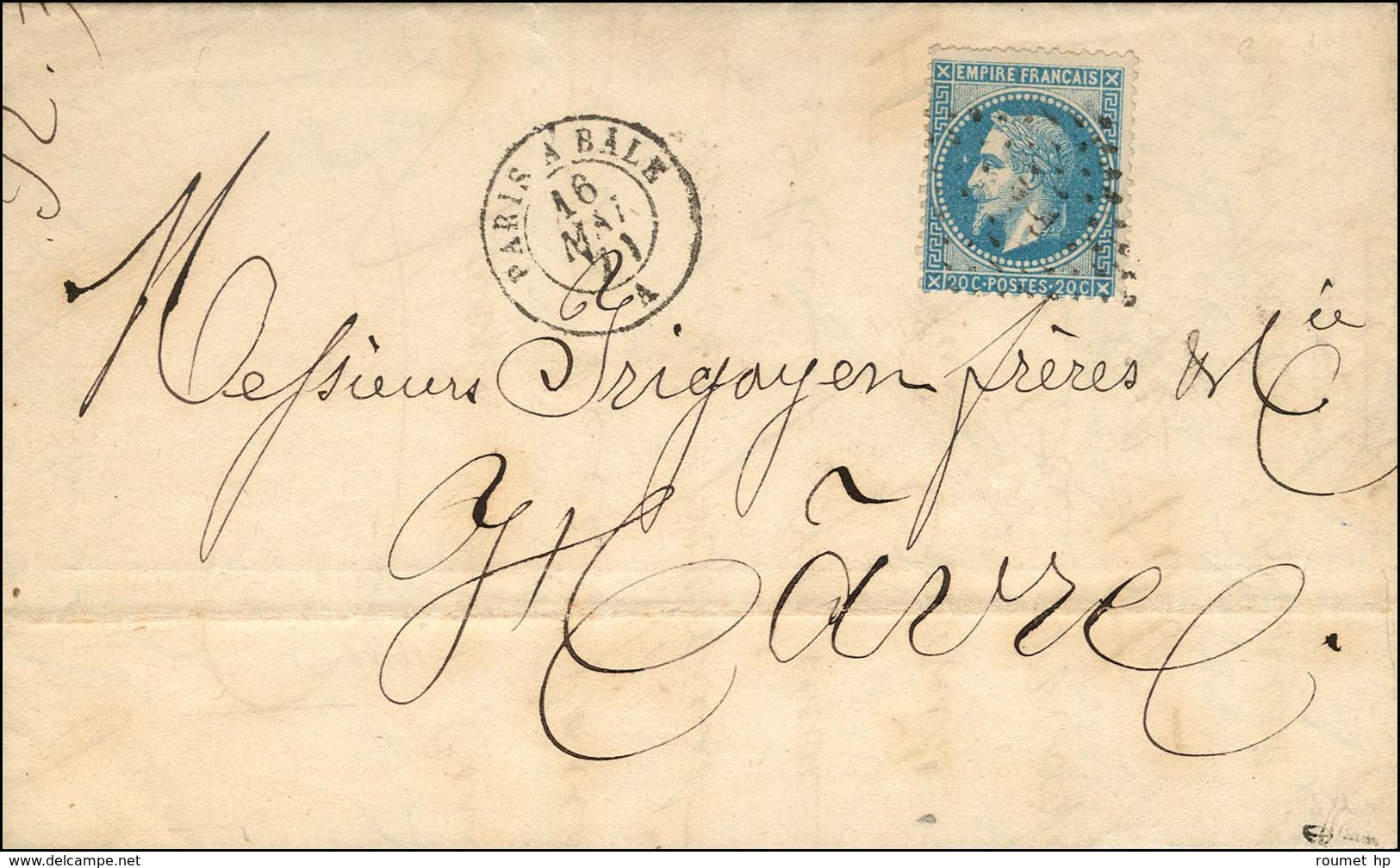 Lettre Avec Texte Daté De Paris Le 14 Mai 1871 Remise à L'ambulant Pour Le Havre. Losange BP / N° 29  Càd PARIS A BÂLE 1 - Guerra Del 1870