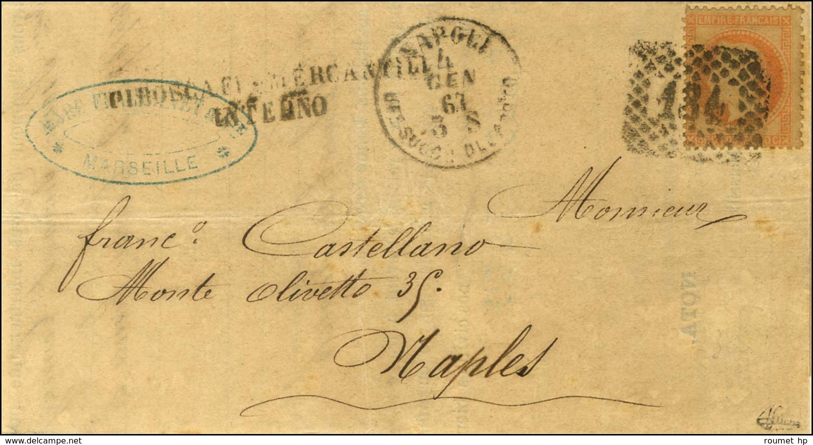 GC Italien 184 / N° 31 Càd NAPOLI Sur Lettre De Marseille Pour Naples. 1867. - TB. - R. - Maritime Post