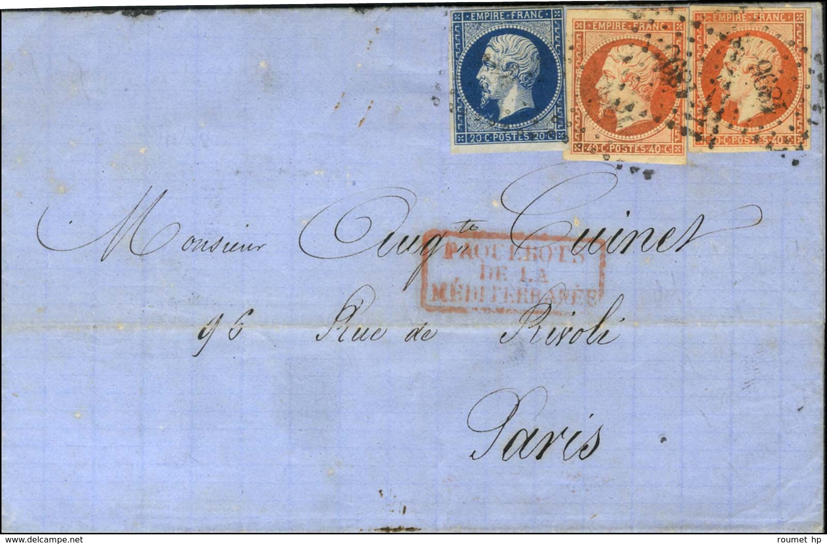 Lettre Avec Texte Daté De Constantinople Le 20 Janvier 1858, L'agent Embarqué Du Paquebot LA CLYDE N'ayant Sur Ce Voyage - Maritieme Post