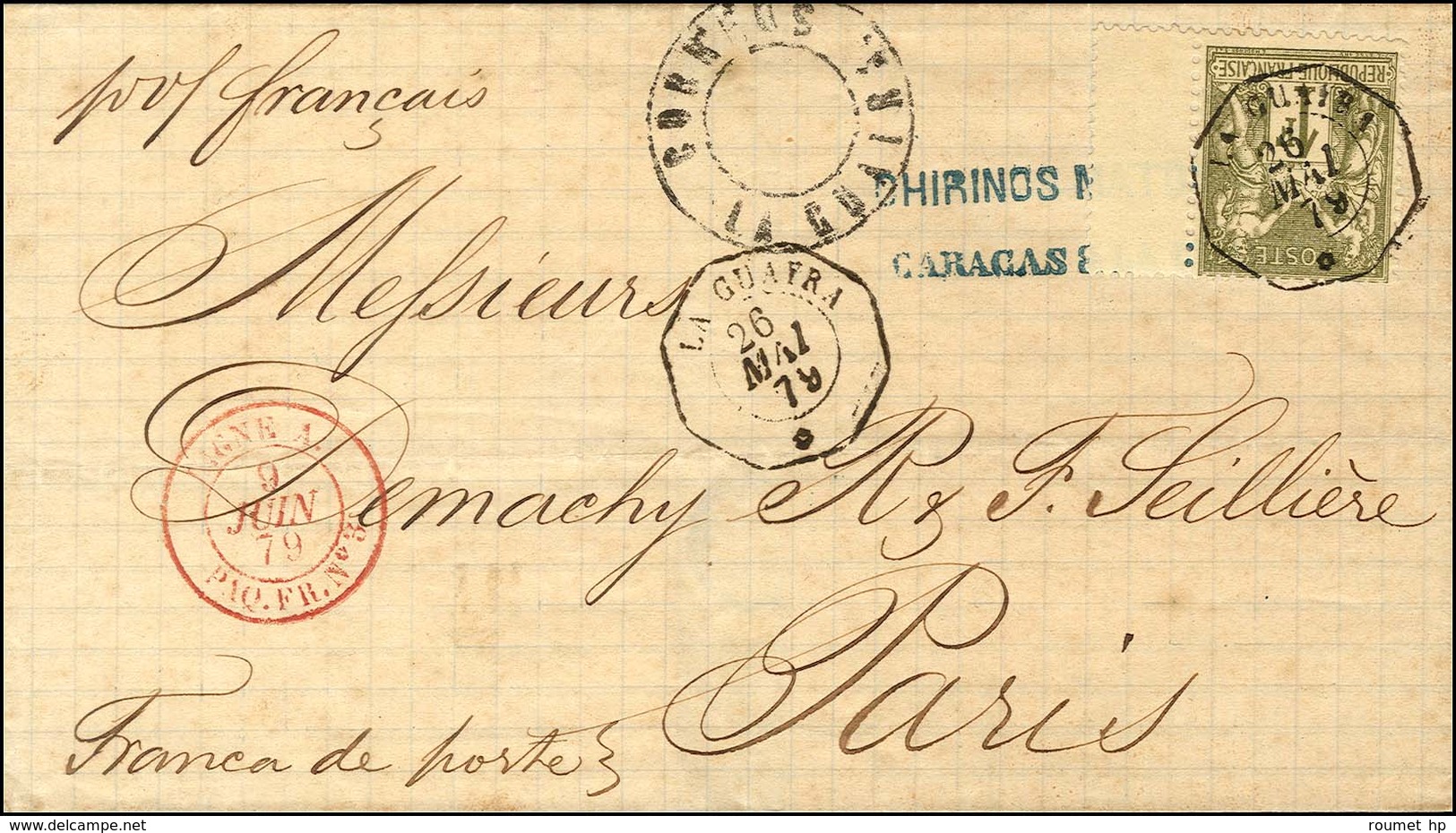 Càd Octo LA GUAYRA * / N° 72 Sur Lettre Pour La France. 1879. - TB / SUP. - R. - Posta Marittima