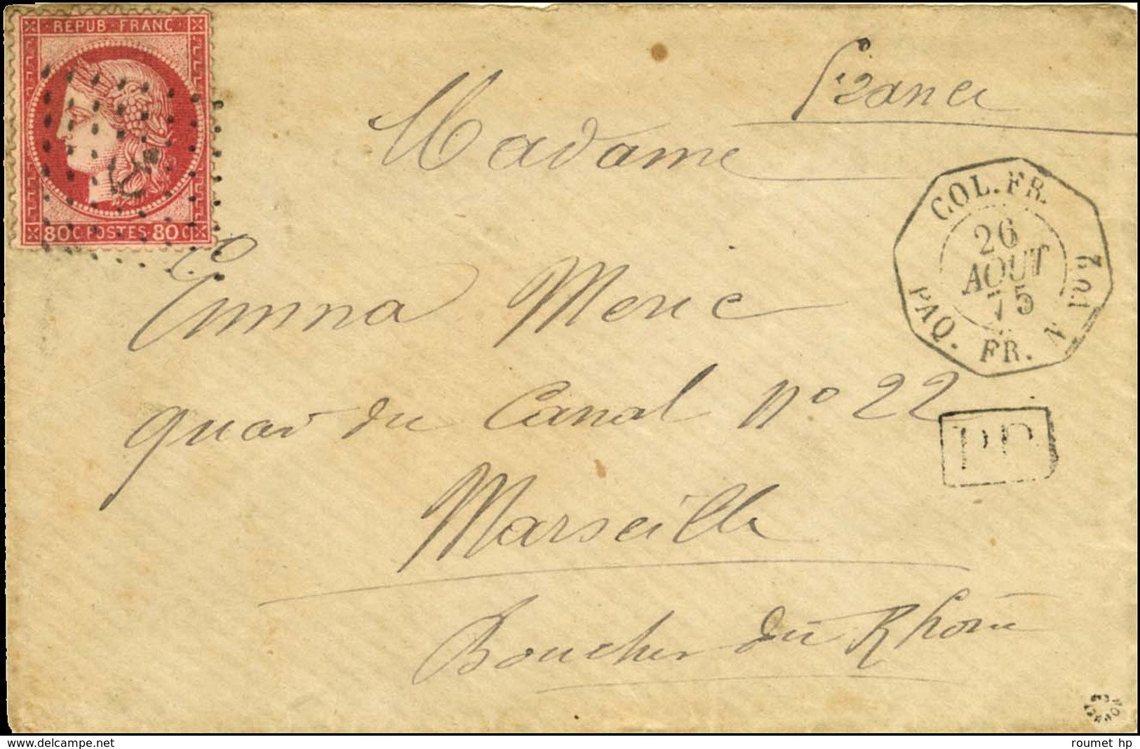 Ancre / N° 57 Càd Octo COLL FR / PAQ FR N N° 2 Sur Lettre Pour Marseille. 1875. - TB / SUP. - R. - Maritieme Post