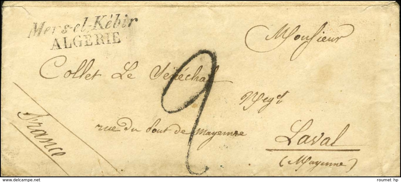 Mers-el-Kébir / ALGERIE Taxe Tampon 2 Sur Lettre Avec Texte Daté 22 Juin 1849. - SUP. - R. - Andere & Zonder Classificatie