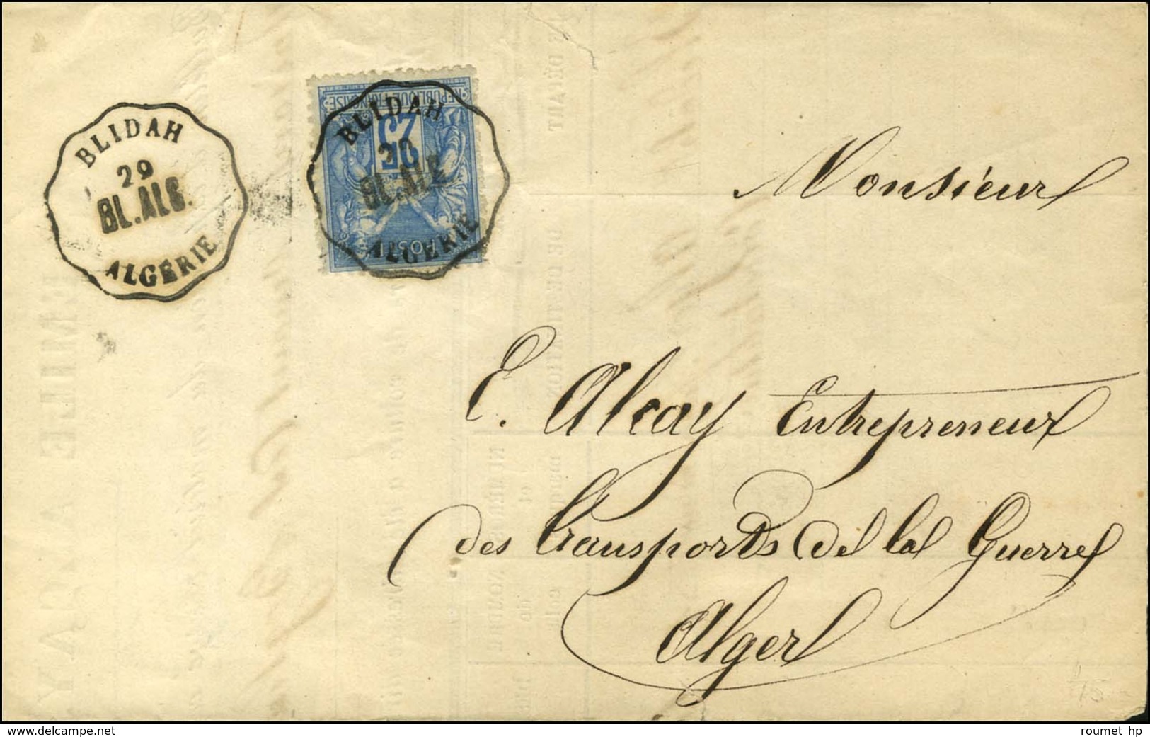 Conv Stat BLIDAH / BL.ALG / ALGERIE / N° 79 Sur Lettre Pour Alger. 1878. - TB / SUP. - Sonstige & Ohne Zuordnung