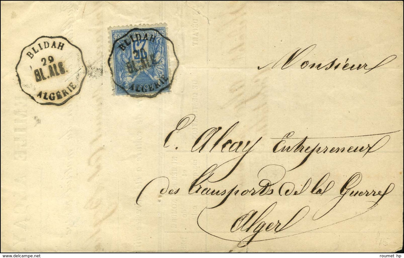 Conv Stat BLIDAH / BL.ALG / ALGERIE / N° 79 Sur Lettre Pour Alger. 1878. - TB / SUP. - Altri & Non Classificati