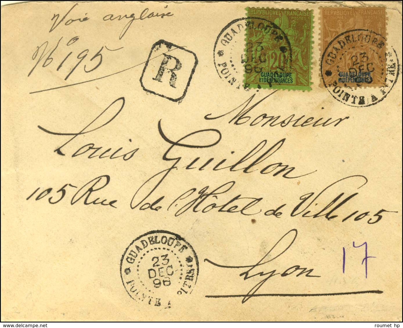 Càd GUADELOUPE / POINTE A PITRE / Guadeloupe 20c + 30c Sur Lettre Recommandée. 1896. - TB / SUP. - Posta Marittima