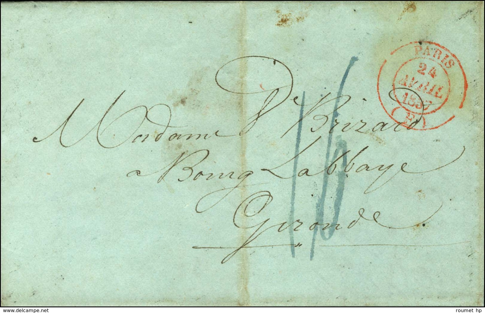 Lettre Avec Texte Daté '' St Pierre Le 16 Février 1837 '' Pour Bourg Sur Gironde Acheminée Jusqu'à Paris, Au Recto Grand - Maritieme Post