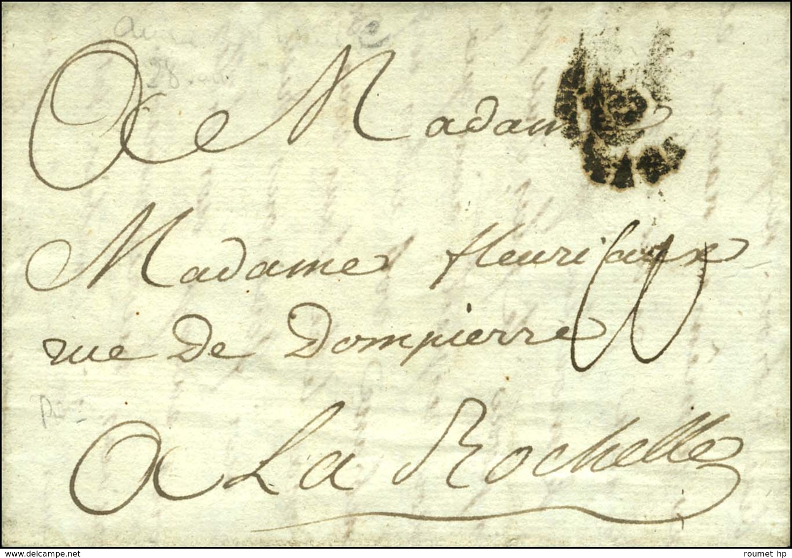 Lettre Avec Très Bon Texte Daté '' Au Camp De Louise Le 28 Janvier 1778 '' Pour La Rochelle, Au Recto MP D'entrée B / CO - Maritieme Post