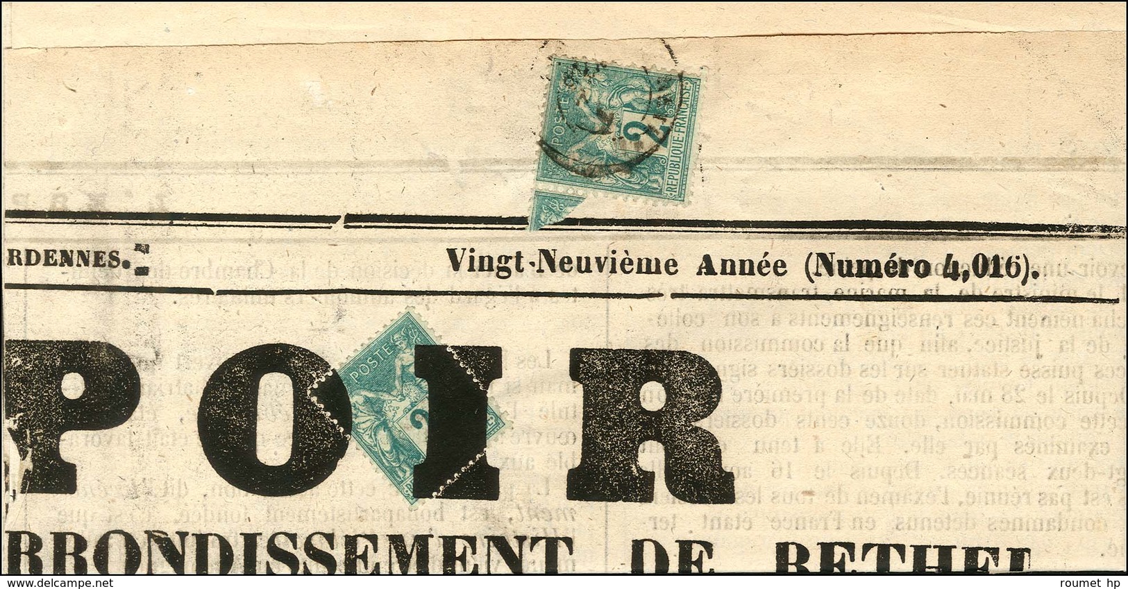 Obl Typo / N° 62 + Càd T 17 RETHEL (7) / N° 62 Sur Journal Entier L'ESPOIR. 1876. Combinaison Rarissime. - TB. - 1877-1920: Semi Modern Period