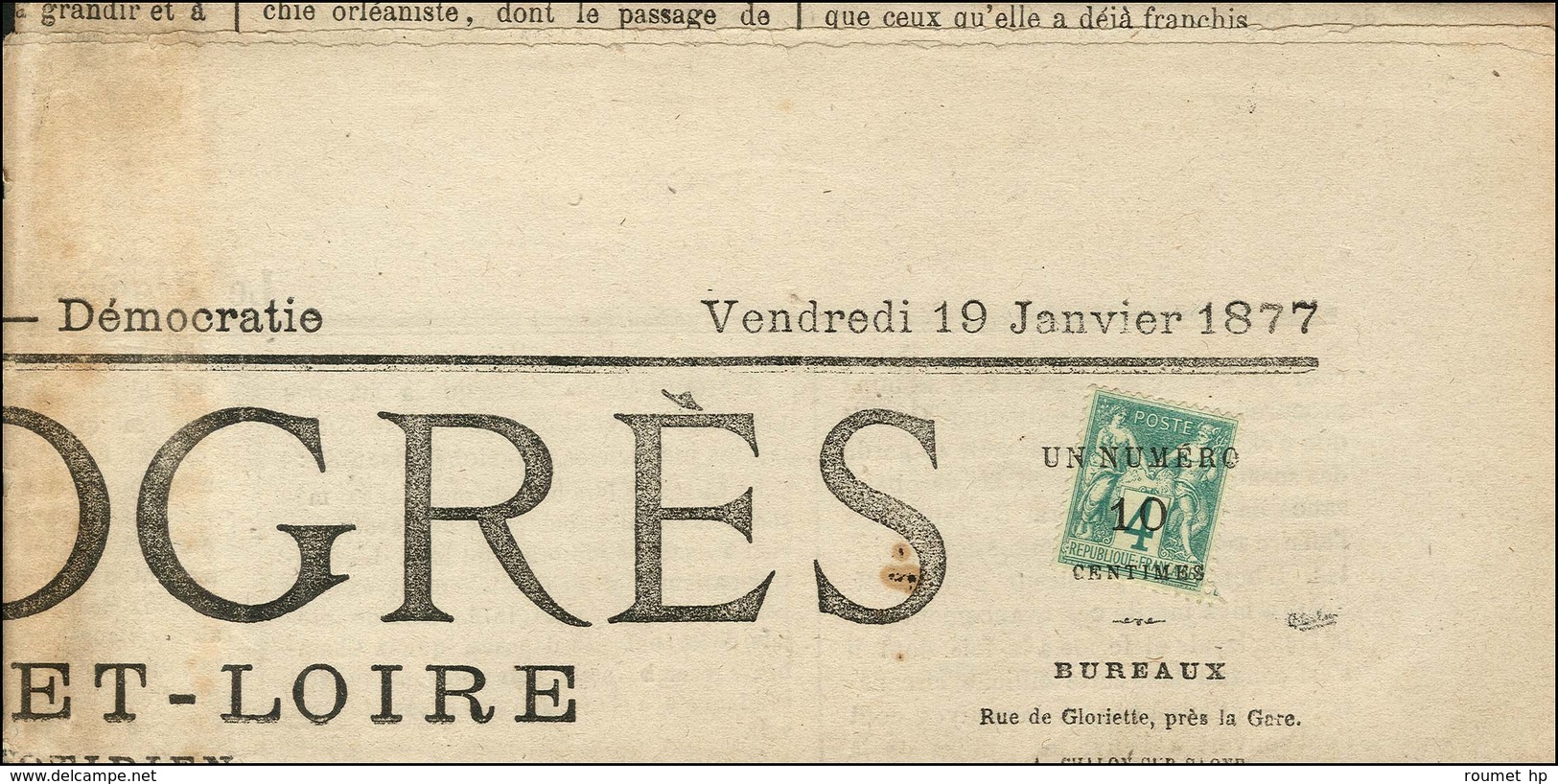 Oblitération Typographique / N° 63 Seul Sur Journal Entier LE PROGRÈS (Saône Et Loire) Expédié Dans Le Rayon Journal. 18 - 1877-1920: Periodo Semi Moderno