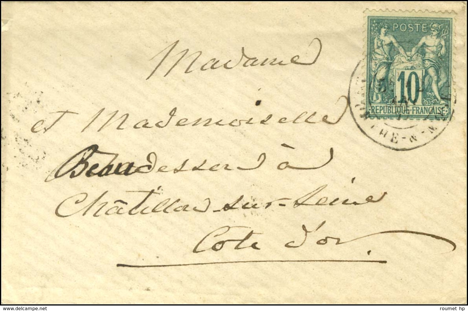 Càd T 18 / N° 65 Sur Enveloppe Carte De Visite Pour Châtillon Sur Seine. 1877. - TB / SUP. - 1877-1920: Période Semi Moderne