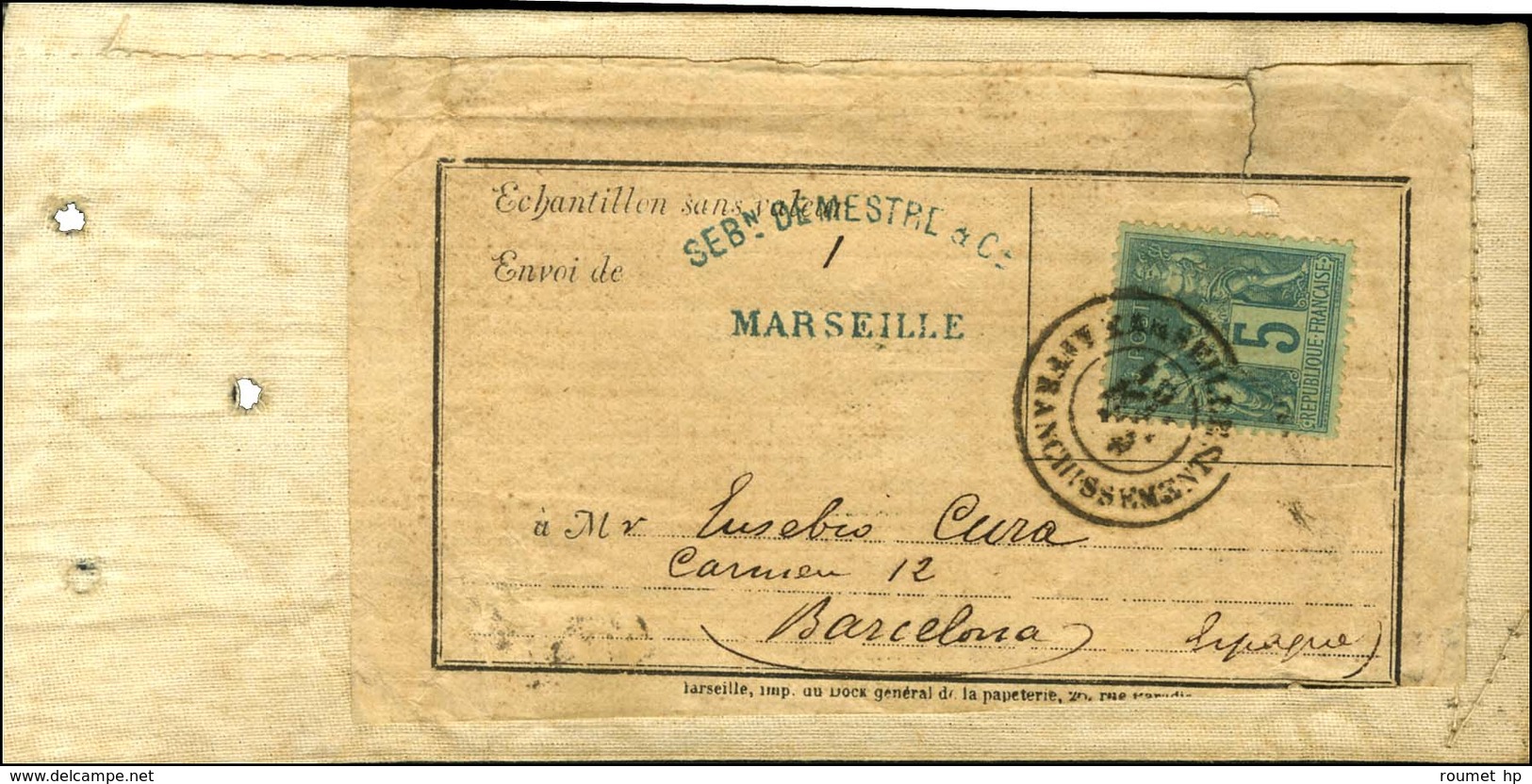 Càd MARSEILLE / AFFRANCHISSEMENTS / N° 75 Sur échantillon Sans Valeur Pour Barcelone. - TB. - 1877-1920: Semi Modern Period