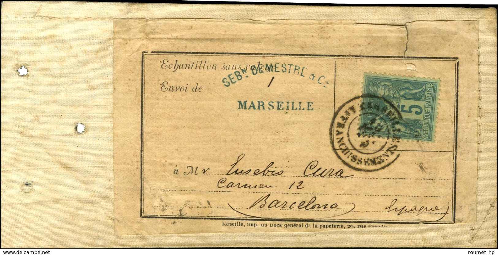 Càd MARSEILLE / AFFRANCHISSEMENTS / N° 75 Sur échantillon Sans Valeur Pour Barcelone. - TB. - 1877-1920: Periodo Semi Moderno