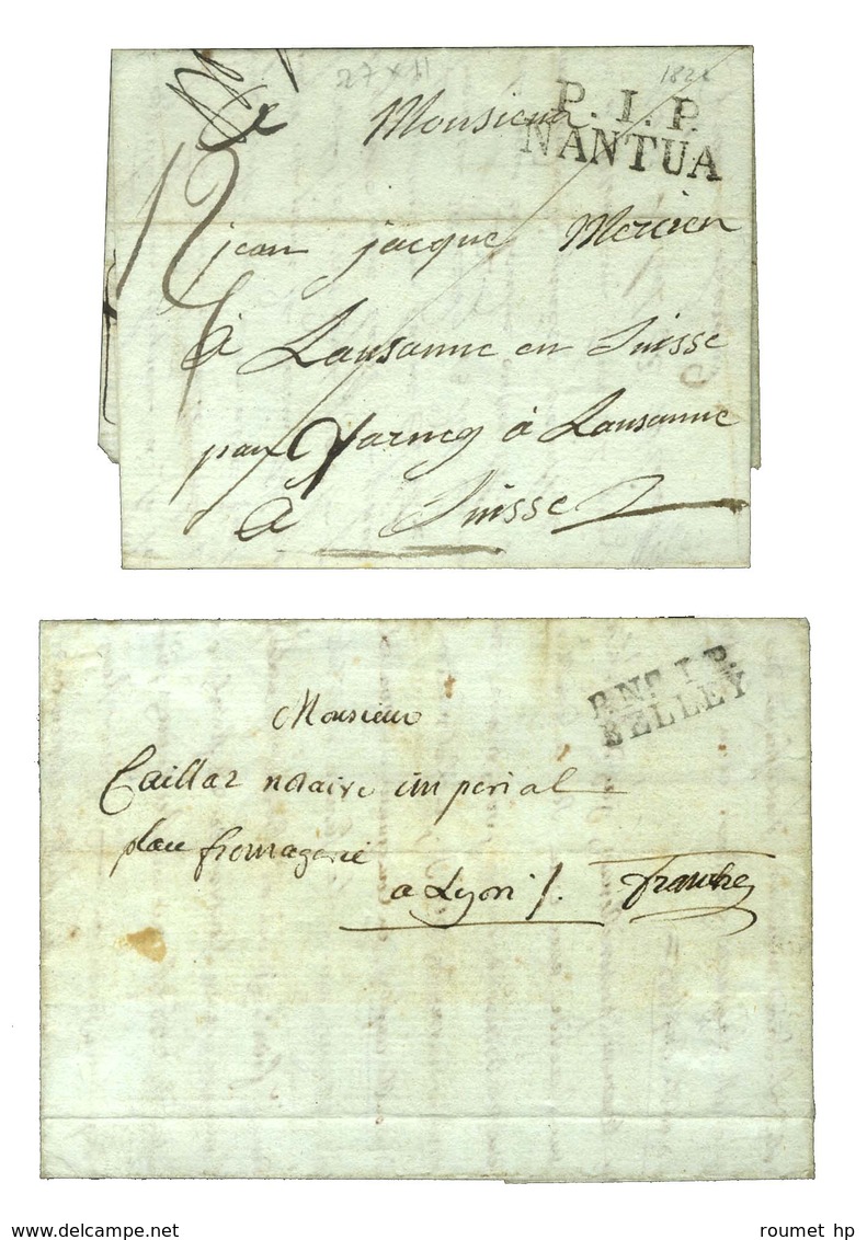 Lot De 2 Lettres : P. N° 1. P. / BELLEY An 13 Et P. 1. P. / NANTUA Pour La Suisse 1822. - SUP. - Sonstige & Ohne Zuordnung