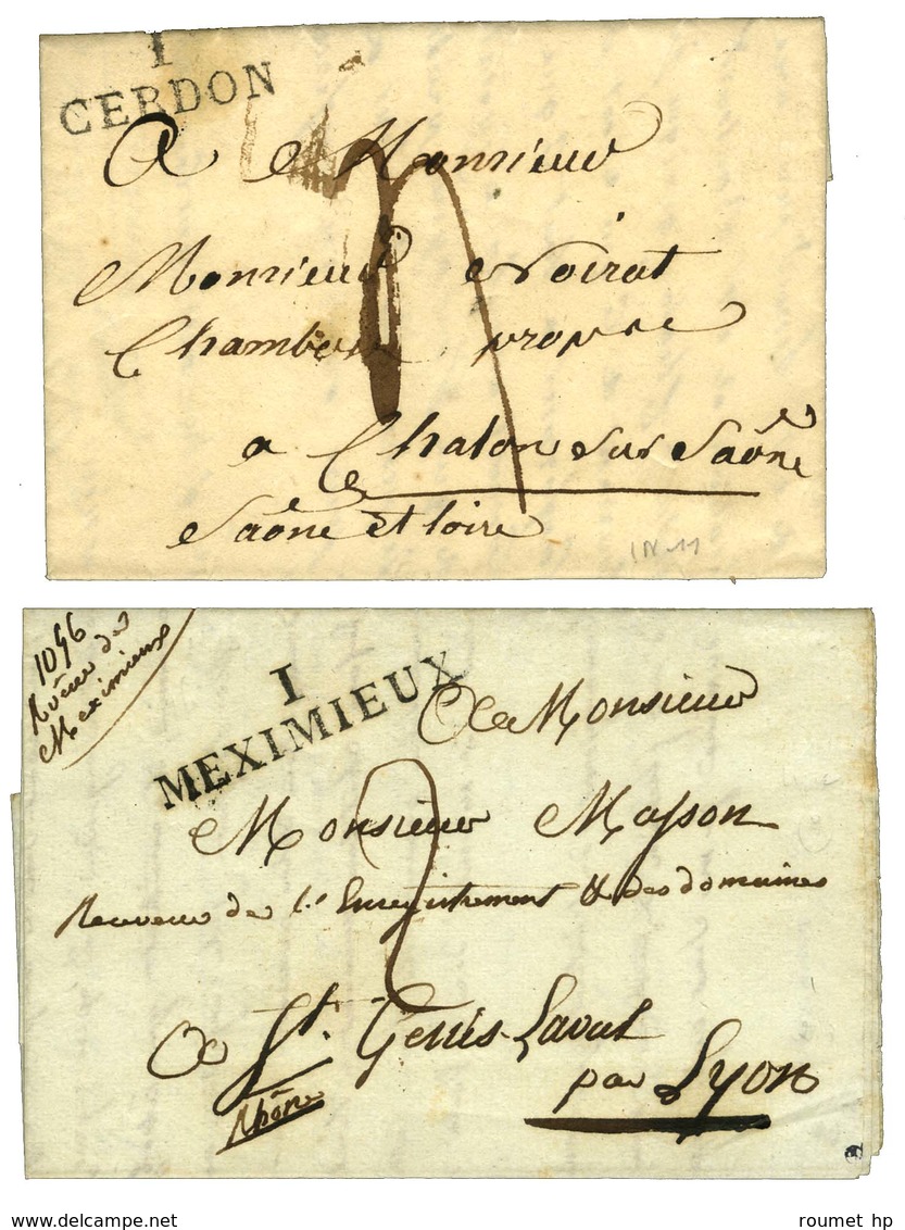 Lot De 2 Lettres : 1 / CERDON 1826 Et 1 / MEXIMIEUX 1823. - SUP. - Altri & Non Classificati