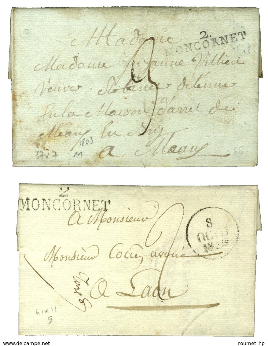 Lot De 2 Lettres : 2 / MONCORNET An 12 Et Autre Type 1829. - SUP. - Altri & Non Classificati