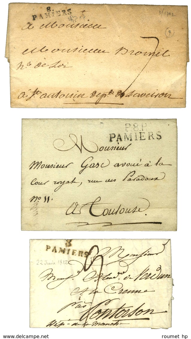 Lot De 3 Lettres De PAMIERS : 1 PD 1792, Idem 1812 Et 1 PP 1820. - SUP. - Other & Unclassified