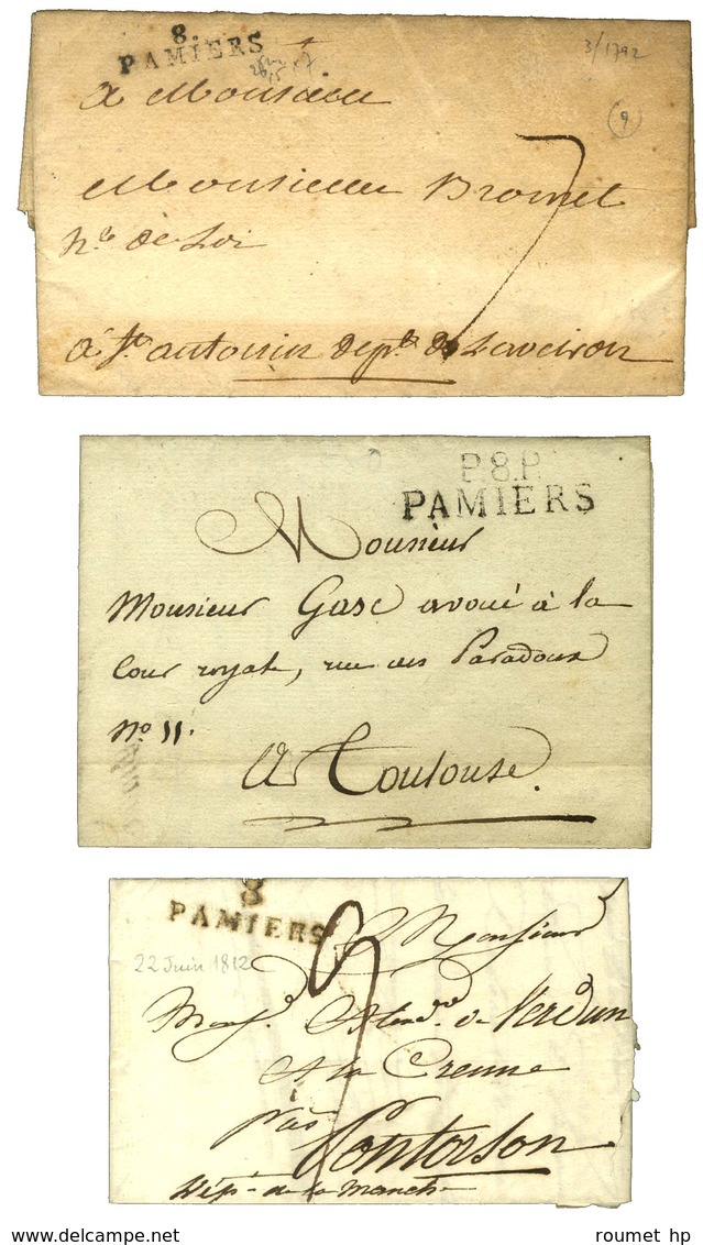 Lot De 3 Lettres De PAMIERS : 1 PD 1792, Idem 1812 Et 1 PP 1820. - SUP. - Altri & Non Classificati