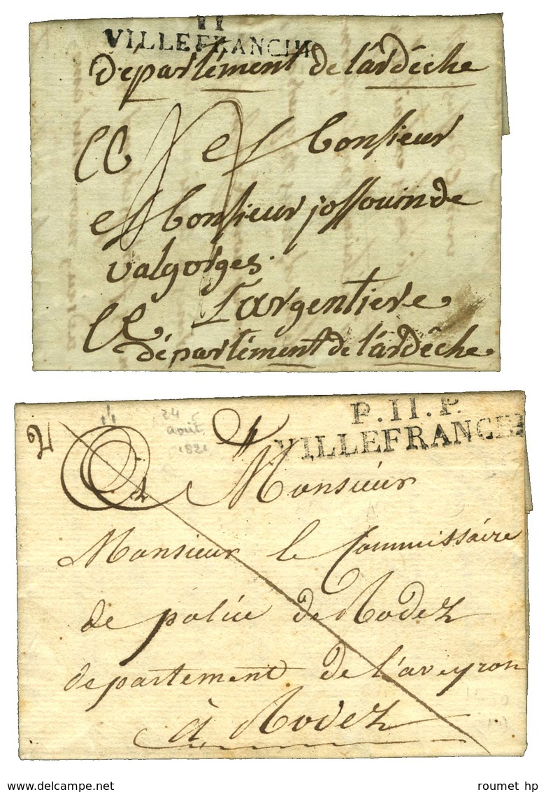 Lot De 2 Lettres De VILLEFRANCHE : 1 PD 1804 Et 1 PP 1821. - SUP. - Other & Unclassified