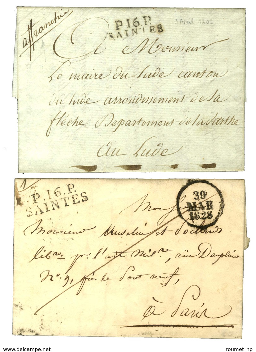 Lot De 2 Lettres De SAINTES : 1 PP 1802 Et Idem 1828. - SUP. - Other & Unclassified