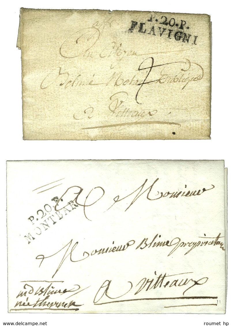 Lot De 2 Lettres : P. 20. P. / FLAVIGNY An 7 Et P. 20. P. / MONTBAR 1813. - SUP. - Other & Unclassified