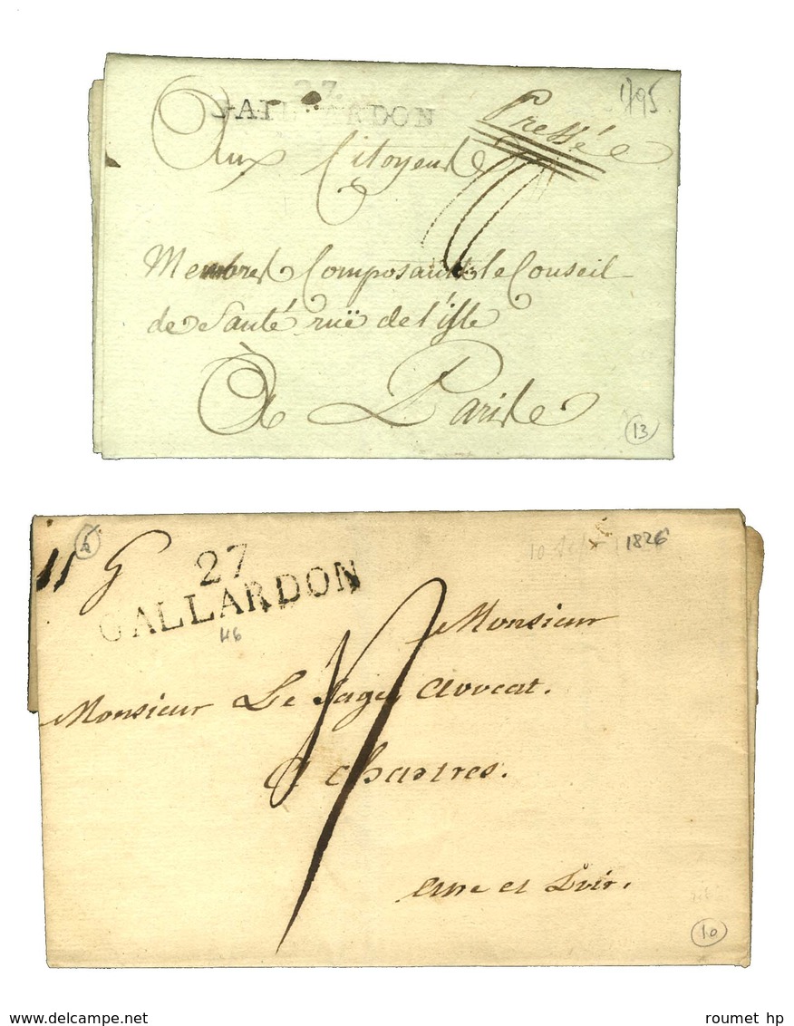 Lot De 2 Lettres De Gallardon : 1 PD 1795 Et Idem 1826. - TB. - Autres & Non Classés