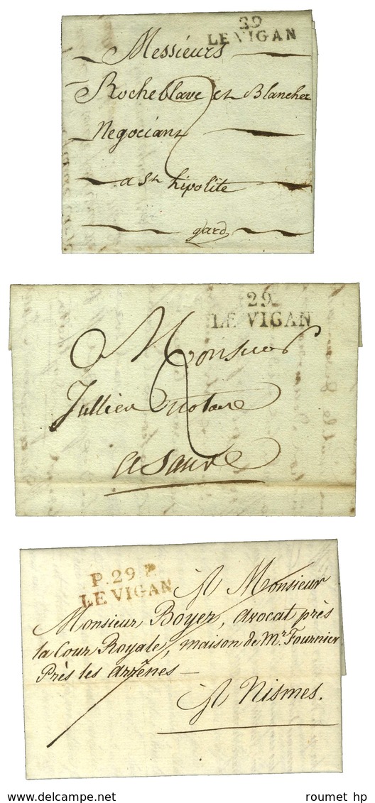 Lot De 3 Lettres De Le Vigan : 1 PD 1807, Idem 1824 Et 1 PP Rouge 1820. - SUP. - Altri & Non Classificati