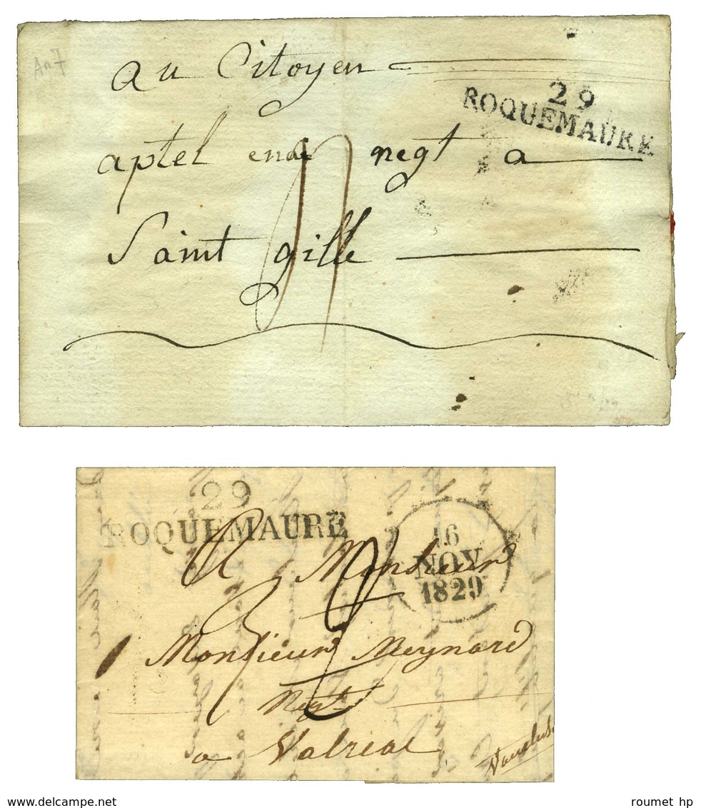 Lot De Lettres De Roquemaure : 1 PD An 7 Et Idem 1829. - TB / SUP. - Other & Unclassified