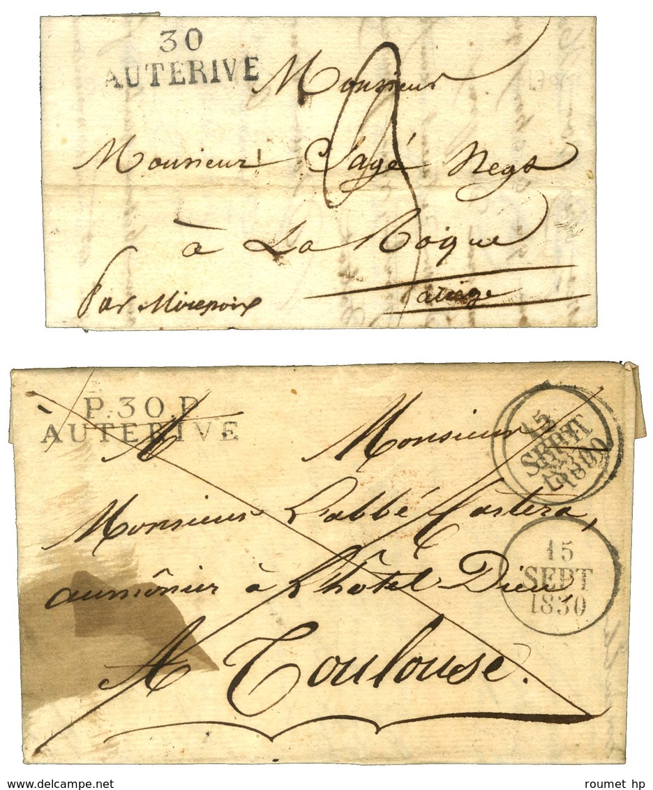Lot De 2 Lettres D'Auterive : 1 PD 1823 Et 1 PP 1830. - TB / SUP. - Andere & Zonder Classificatie