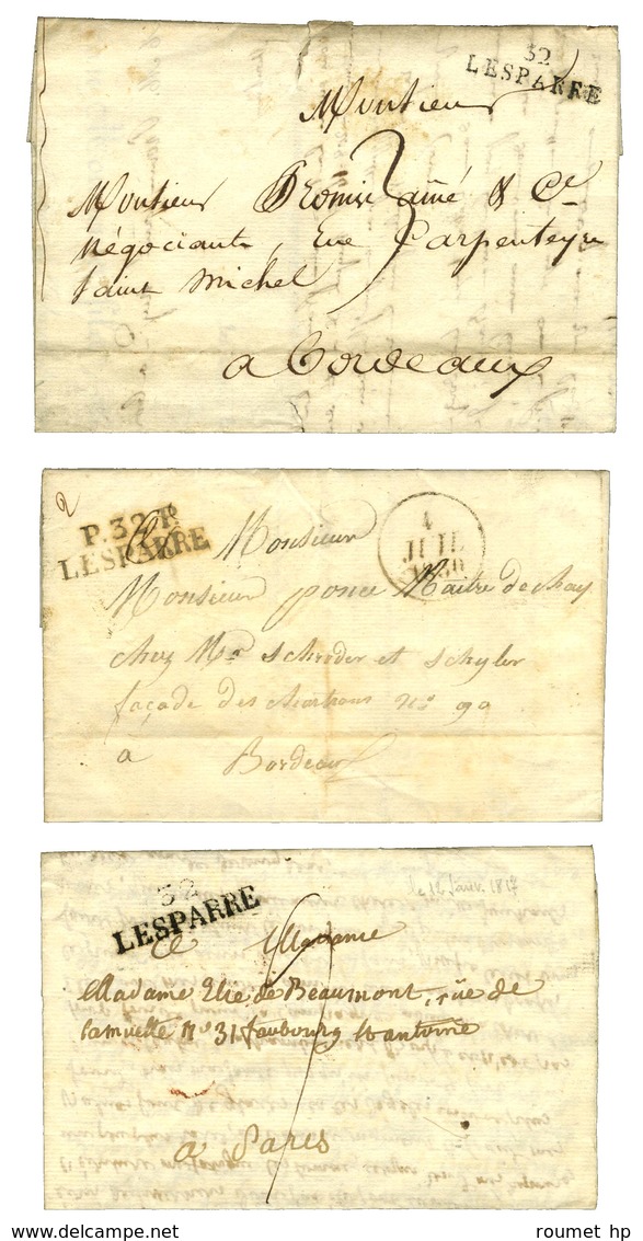 Lot De 3 Lettres De Lesparre : 1 PD 1813, Idem 1817 Et 1 PP 1830. - SUP. - Other & Unclassified