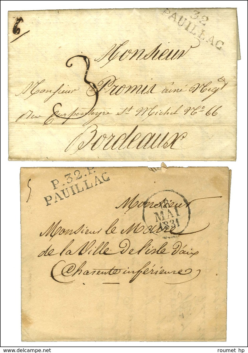 Lot De 2 Lettres De Pauillac : 1 PD 1822 Et 1 PP 1831. - SUP. - Other & Unclassified