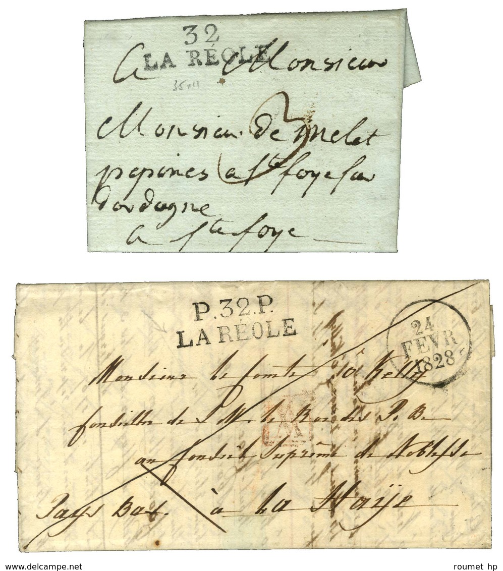 Lot De 2 Lettres De La Réole : 1 PD 1802 Et 1 PP 1828 Pour Les Pays Bas. - SUP. - Other & Unclassified