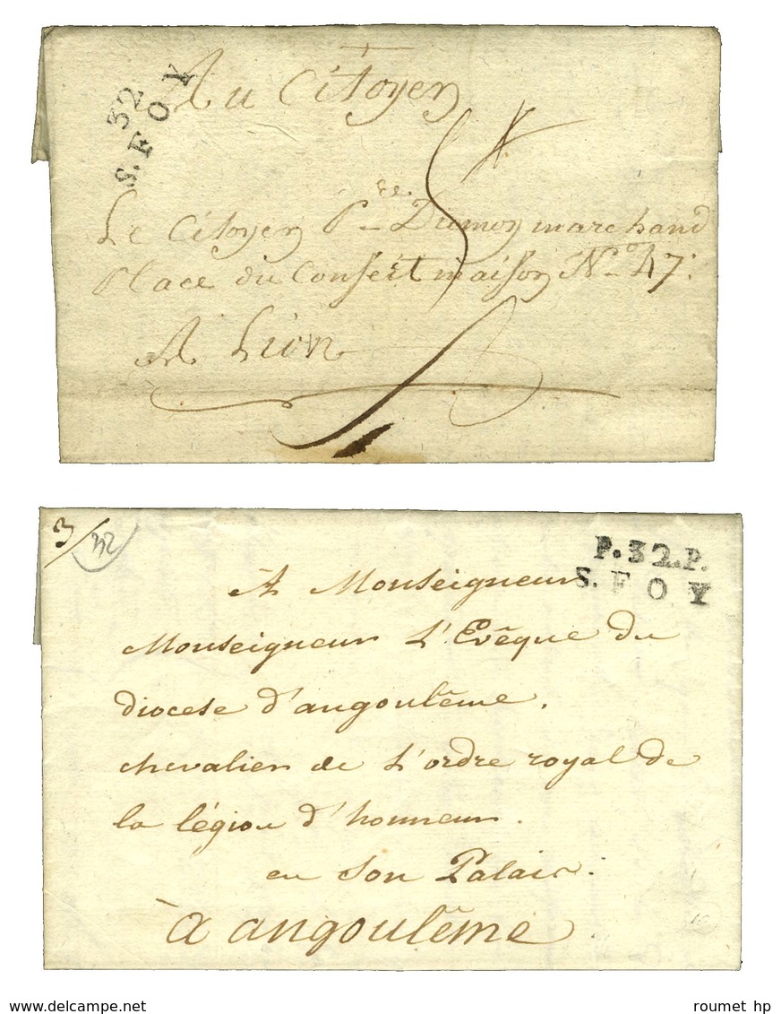 Lot De 2 Lettres De Ste Foy : 1 PD 1796 Et 1 PP 1821. - TB / SUP. - Other & Unclassified