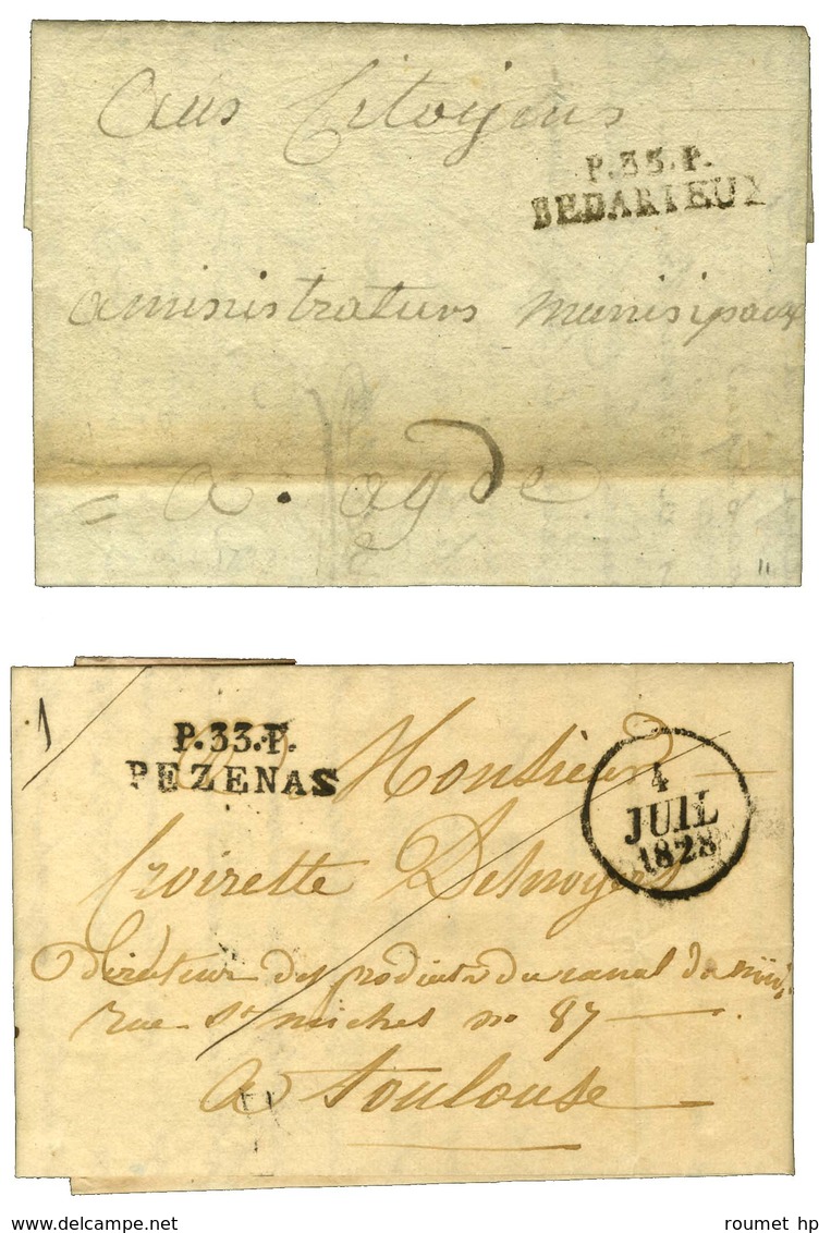 Lot De 2 Lettres : P.33.P. / BEDARIEUX 1798 Et P.33.P. / PEZENAS 1828. - TB / SUP. - Other & Unclassified