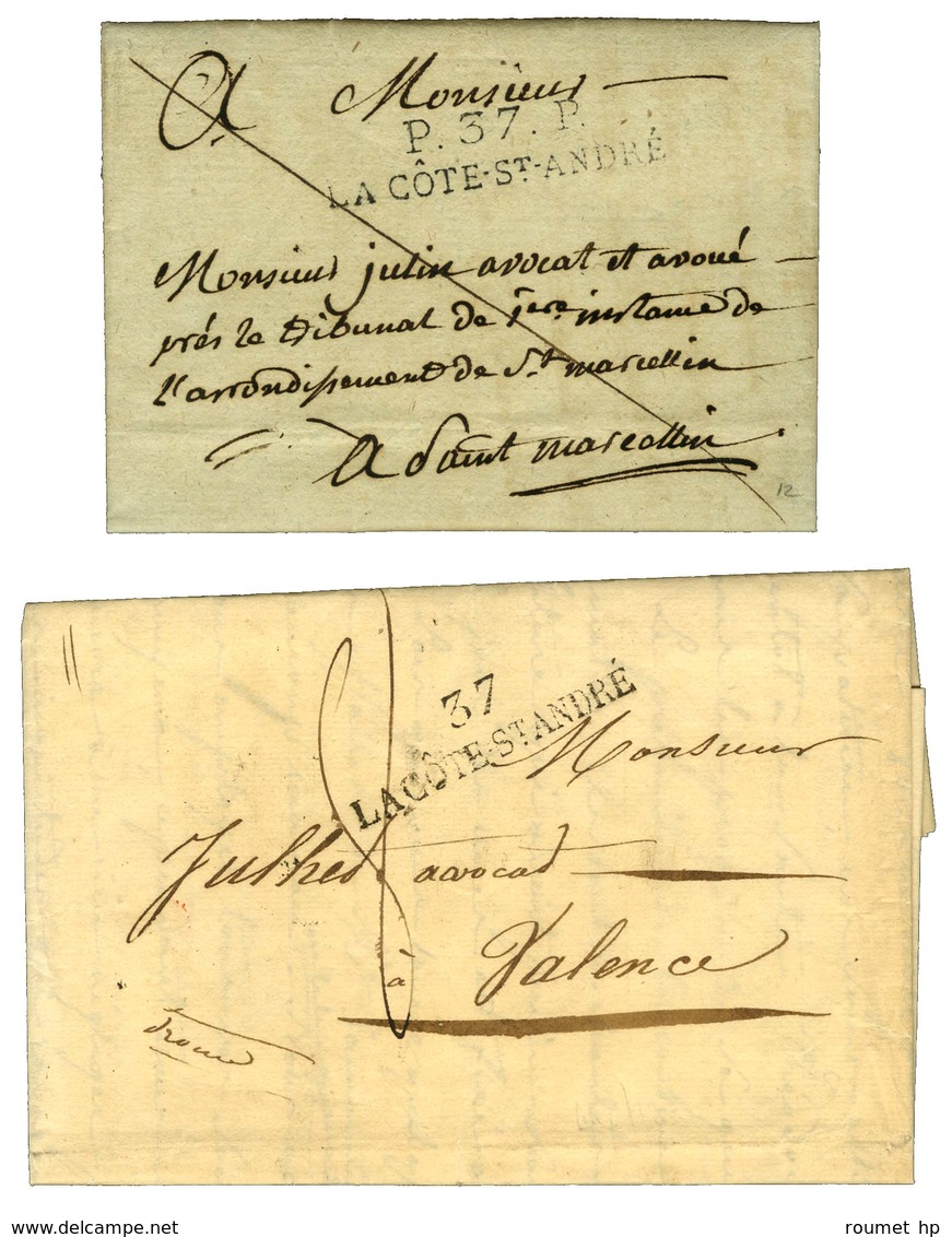 Lot De 2 Lettres De La Cote St André : 1 PD 1827 Et 1 PP 1812. - SUP. - Other & Unclassified