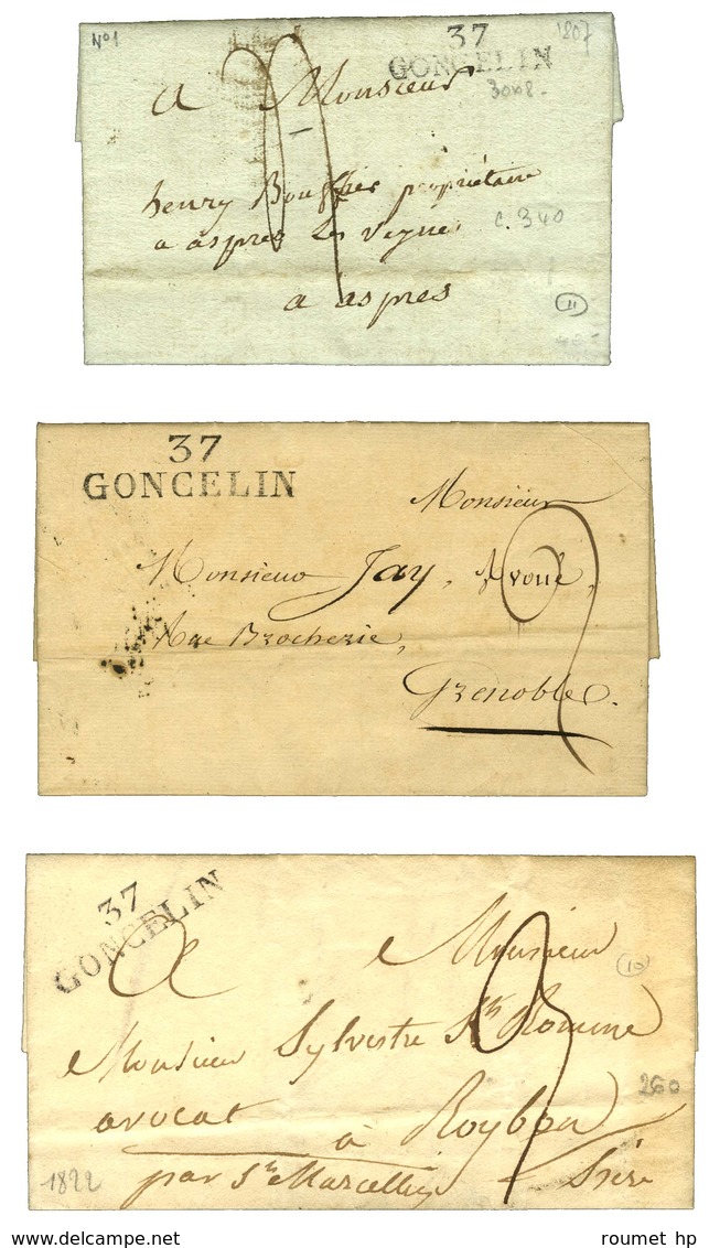 Lot De 3 Lettres De Goncelin : 1 PD 1807, Idem 1822 Et Idem 1827. - SUP. - Other & Unclassified