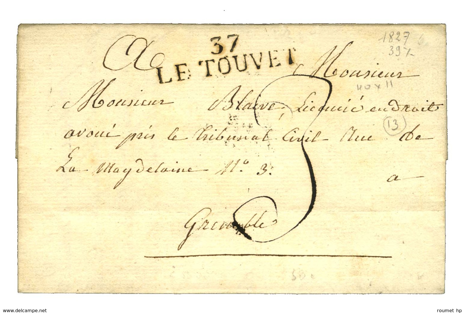 37 / LE TOUVET. 1827. - SUP. - Other & Unclassified