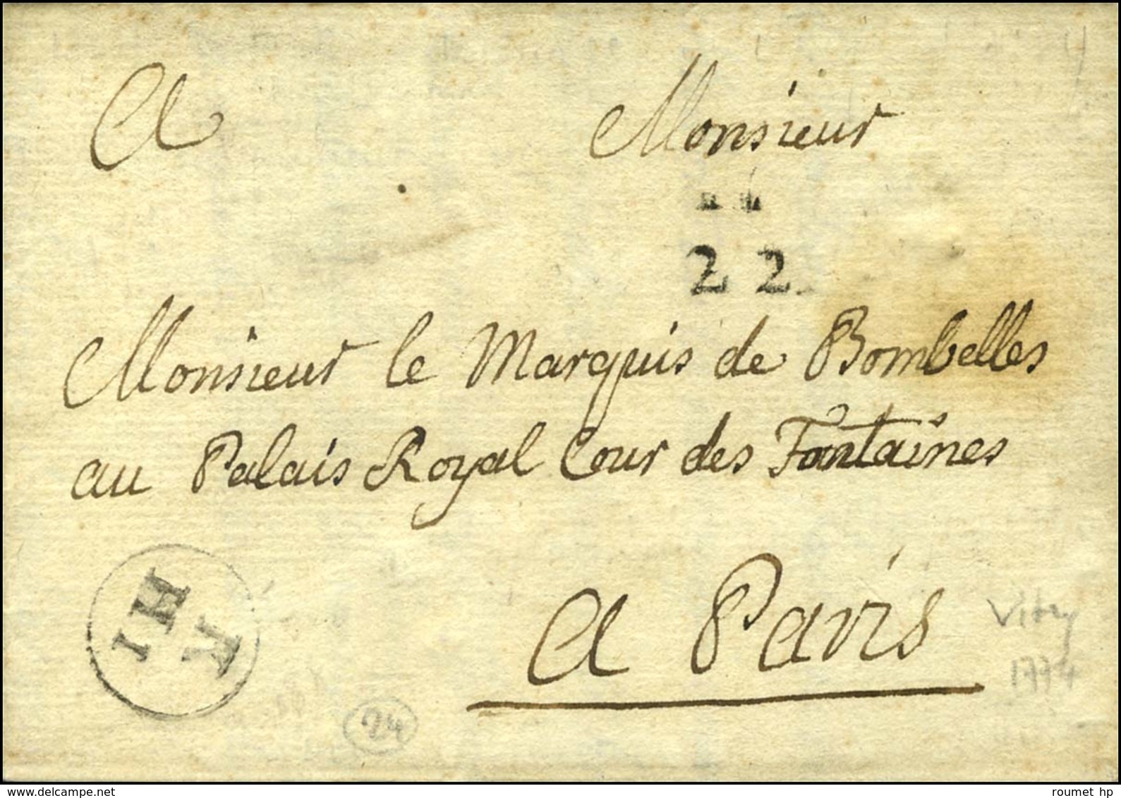 K / H1 (L. N° 31) Sur Lettre En Port Payé Avec Texte Daté De Vitry 1774. - TB / SUP. - R. - Other & Unclassified