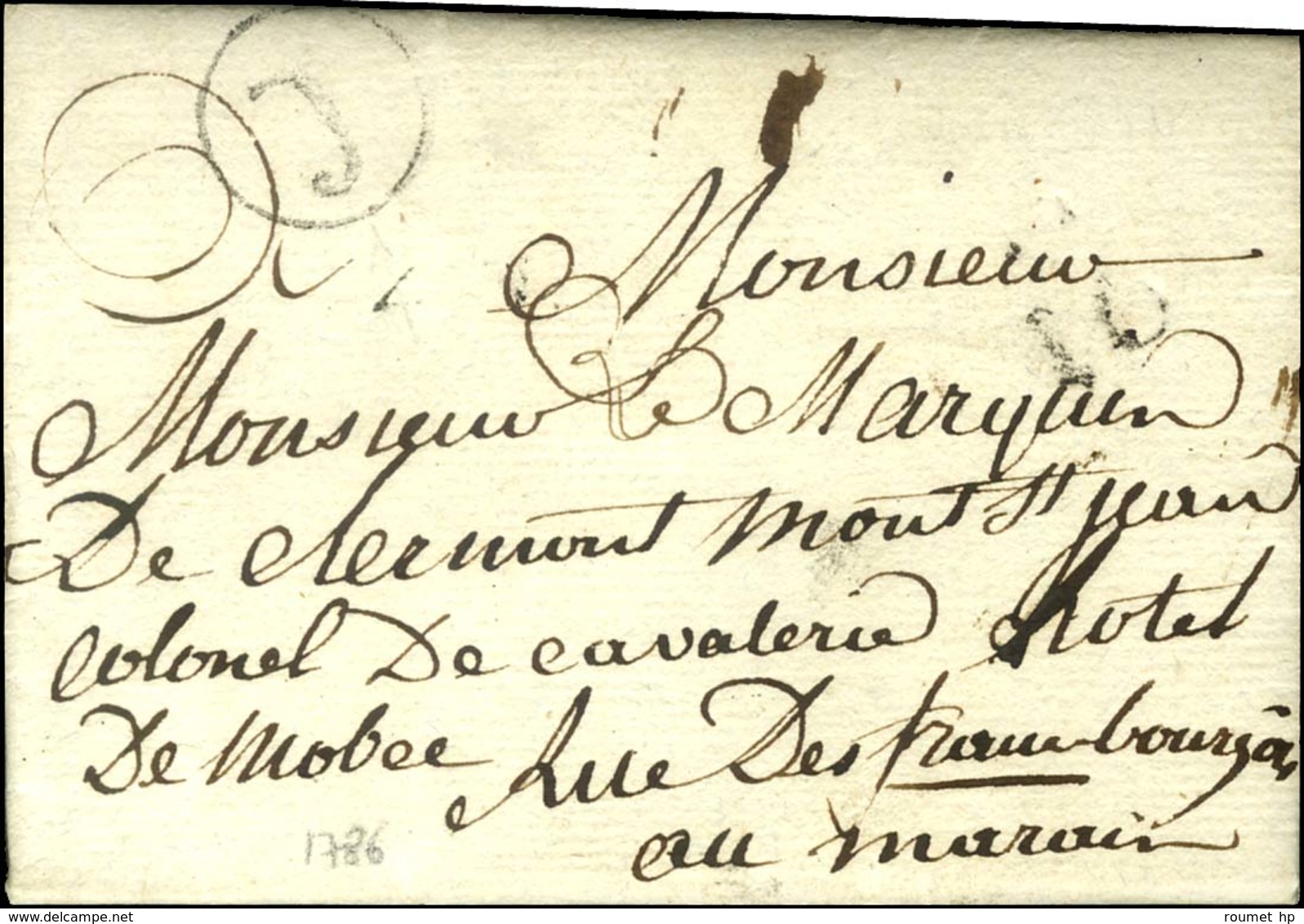 ' J ' Sur Lettre Avec Texte De Paris Pour Paris. 1786. - TB. - Other & Unclassified