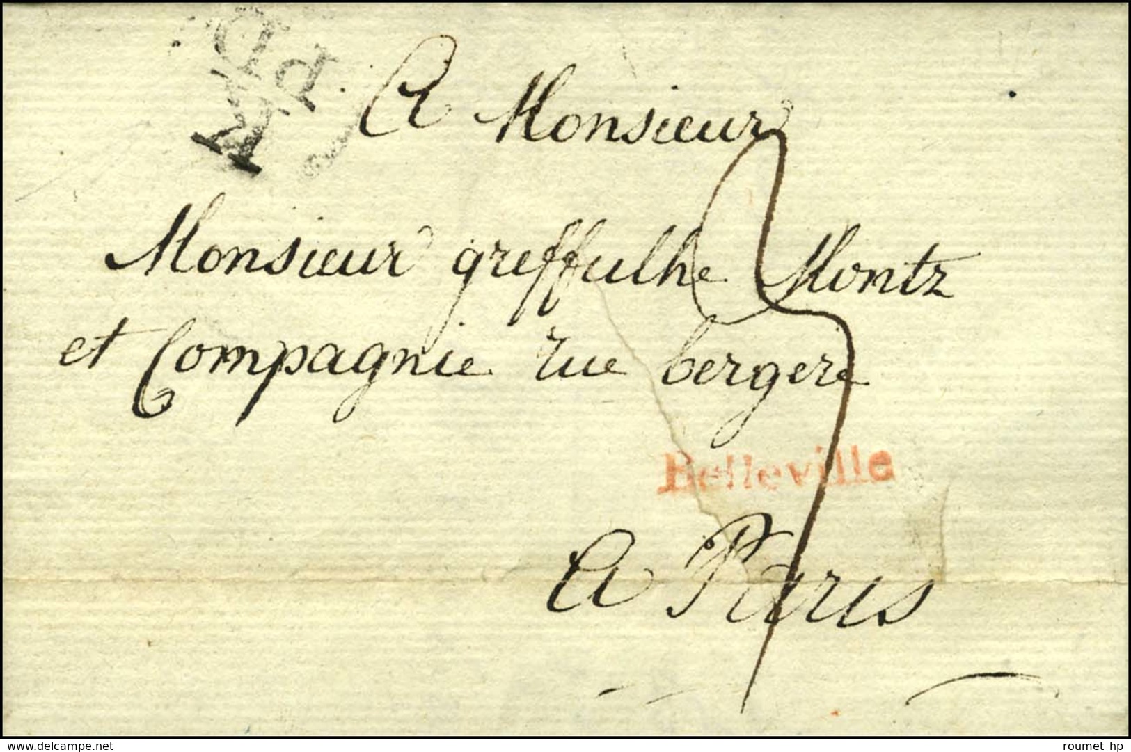 BELLEVILLE Rouge + K / PD Sur Lettre (légère Restauration) Avec Texte Daté 1793. - TB. - R. - Other & Unclassified