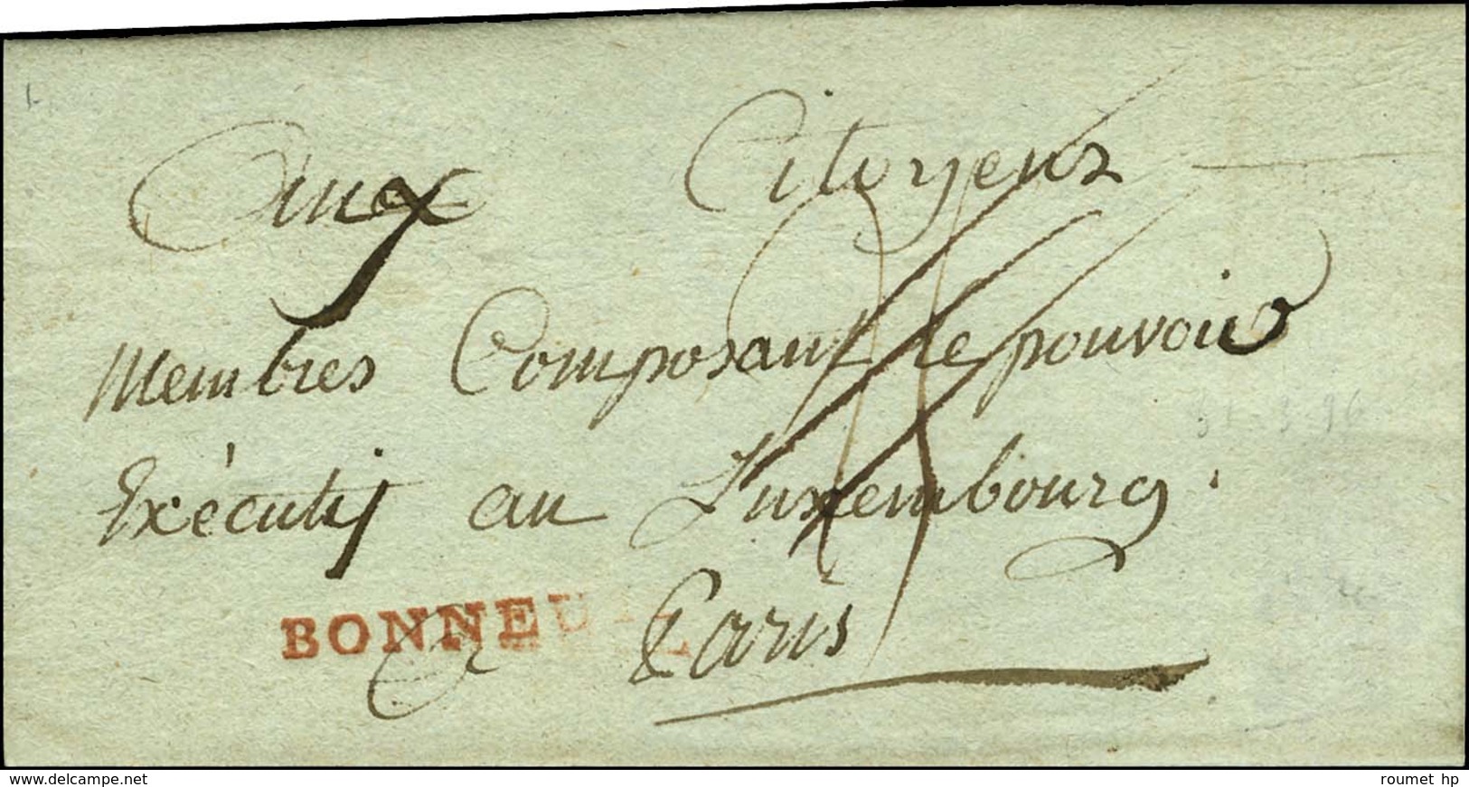 BONNEUIL Rouge Sur Lettre Avec Texte Daté 1796. - TB. - R. - Other & Unclassified