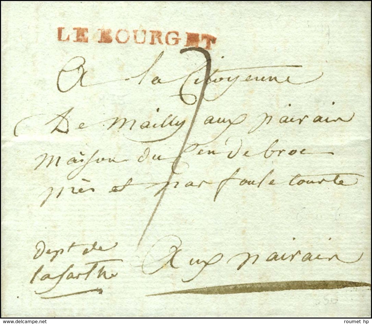 LE BOURGET Rouge Sur Lettre Avec Texte Daté 1797. - SUP. - R. - Other & Unclassified