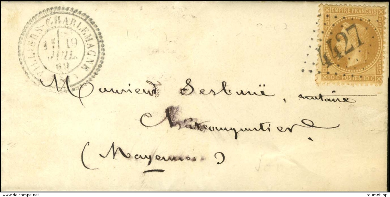 GC 4427 / N° 28 Càd T 24 VILLIERS-CHARLEMAGNE (51). 1869. - TB / SUP. - R. - Other & Unclassified