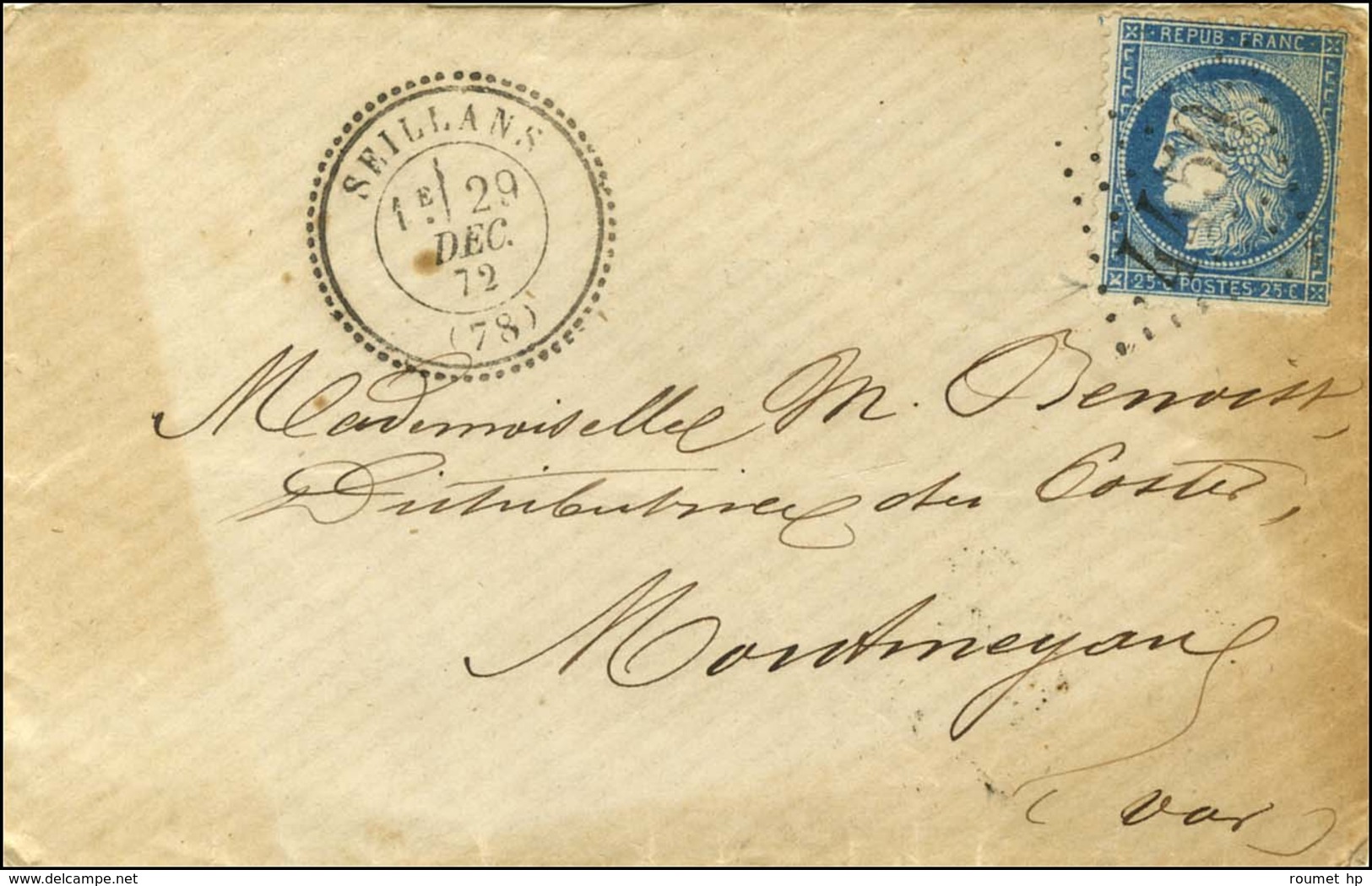 GC 4450 / N° 60 Càd T 24 SEILLANS (78). 1872. - TB / SUP. - Other & Unclassified