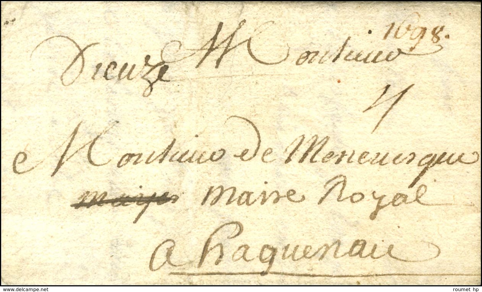 '' Dieuze '' '' 1698 '' Sur Lettre Avec Texte Daté à La Saline De Dieuze Le 10 Novembre 1698 Pour Haguenau. - TB / SUP.  - Sonstige & Ohne Zuordnung