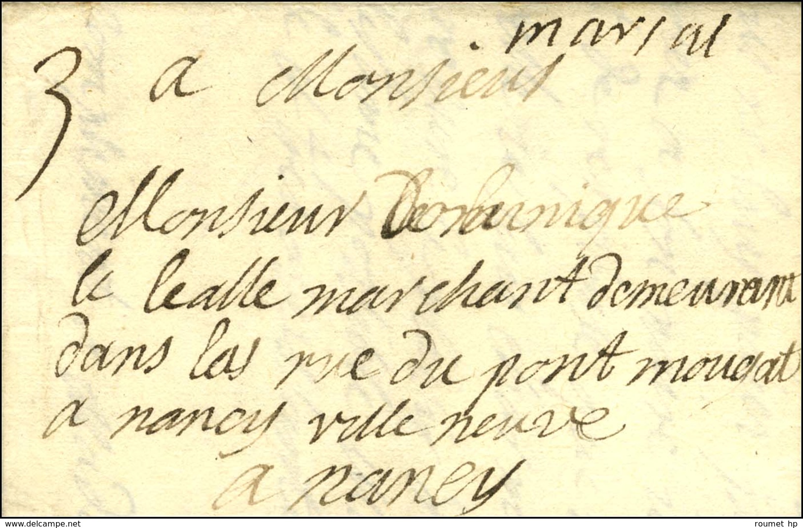 '' Marsal '' (L N° 3) Sur Lettre Avec Texte Daté Le 6 Janvier 1742 Pour Nancy. - TB / SUP. - Other & Unclassified