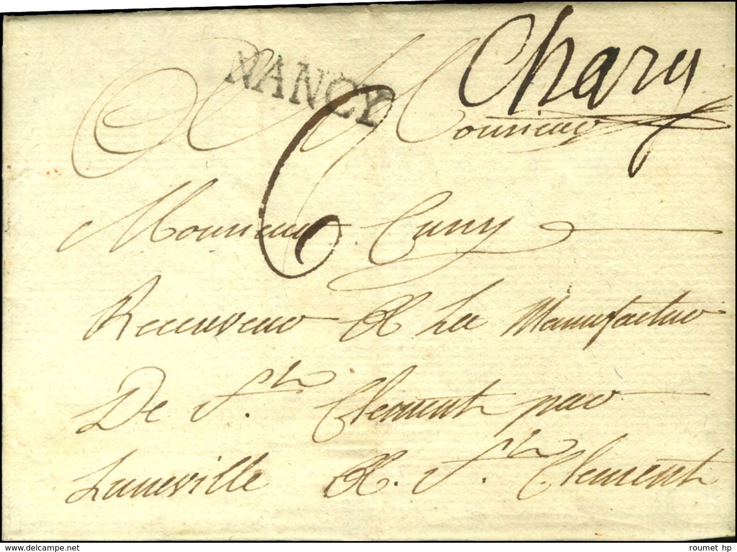 NANCY (L N° 33) Sur Lettre Chargée Avec Texte Daté Du 24 Décembre 1791 Pour St Clément. Au Recto, Mention Manuscrite ''  - Andere & Zonder Classificatie