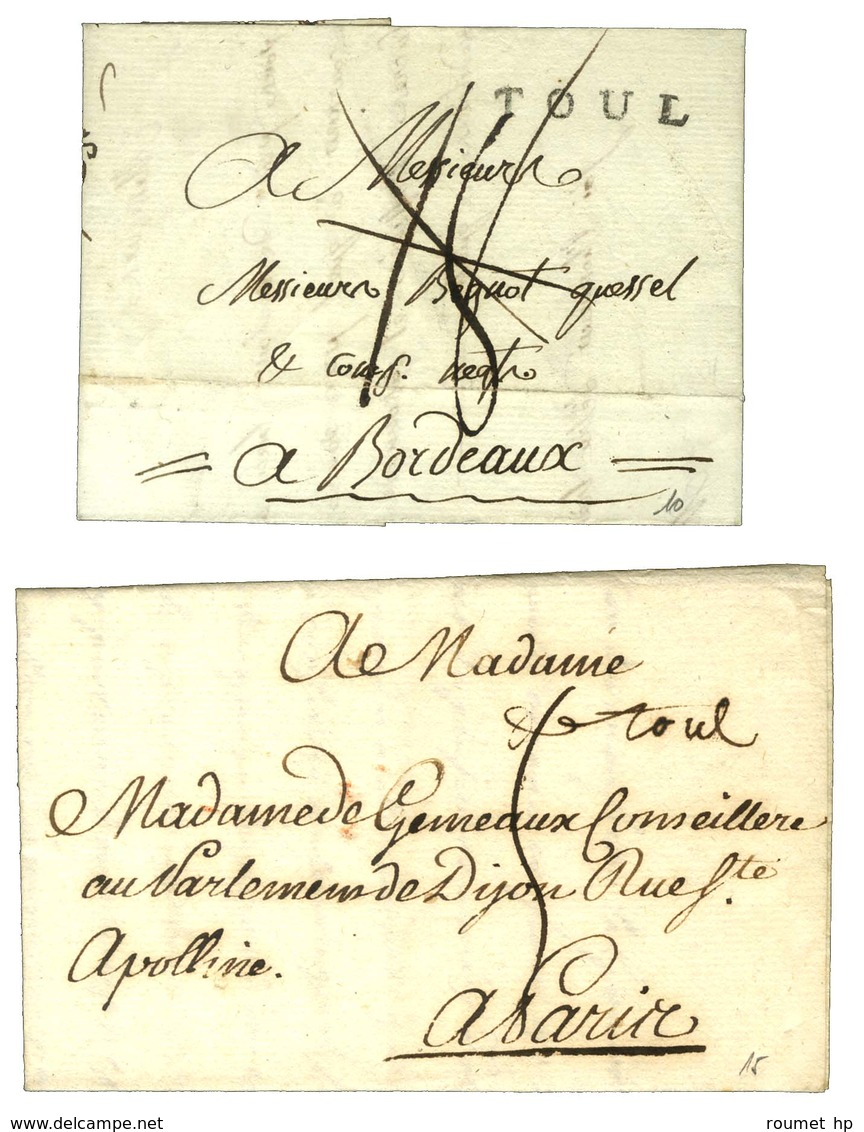 Lot De 2 Lettres : '' De Toul '' (L N° 1A) 1746 Et TOUL (L N° 3) 1791. - SUP. - Altri & Non Classificati