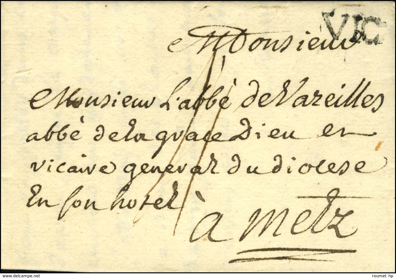 VIC (L N° 3) Sur Lettre Avec Texte Daté De Vic Le 19 Janvier 1777 Pour Metz. - SUP. - Altri & Non Classificati